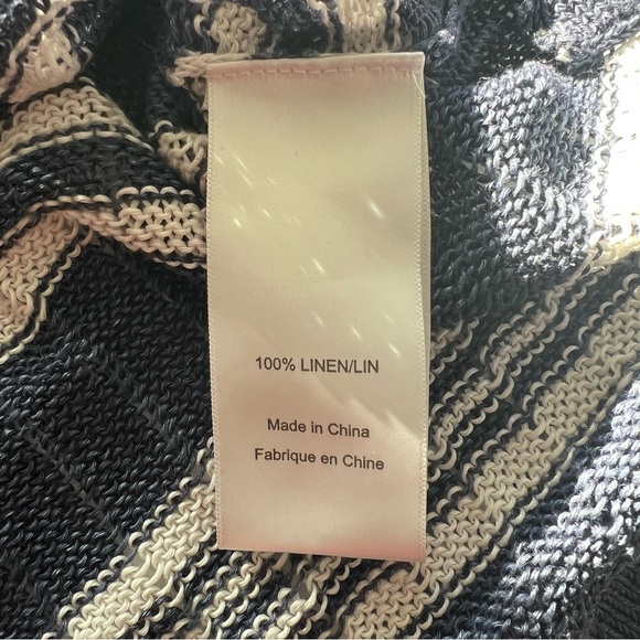 Tory Burch Stripe Linen Pullover Hooded Sweatshirt - Picture 7 of 8